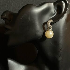 Vintage Silver Color Bohemian Style Pearl Earrings